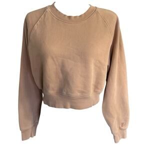 TNA Aritzia Cozy Fleece Perfect Fit Hoodie Sweatshirt Women M Beige Pullover